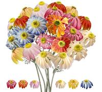 Daily Treasures Unique Drooping Petals Artificial Gerbera Sunflowers 75cm - Multicolour Faux Silk Flowers with Long Stem, 6 Stems Fake Flowers for Indoor/Outdoor, Garden Decor Wedding Office Table