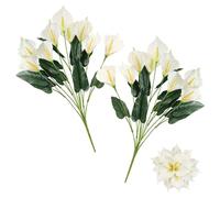 Daily Treasures White Calla Lily Artificial Flowers, 18 Large Blooms artificial lilies with Green Leaves,54cm Silk White Flowers for Bridal Bouquet,Vase Arrangements,DIY,Home Wedding Party Décor