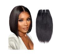 Daily use Short Human Hair Bundles 8 8 8 Inch Brazilian Virgin Hair Weave Bundles Natural Black 85g/Pcs Straight Human Hair Extensions Hair Extensions