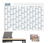 Daily Wall Calendar, Page Per Day for the Whole Year - Creative 2026 Large Format Agenda for Projects Kitchen, Gym, Office, Home, Dorm, Study, Classroom