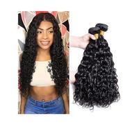 Daily Water Wave Human Hair Weave 1/3/4 Bundles 8-40 Inch Malaysia Unprocessed Virgin Remy Hair Extensions Wet and Wavy Bundles Natural Black Color for Dating(14 16 18)
