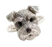 Daily Wear Dog Finger Jewelry with Schnauzer Head Detail, Adjustable Open Design, Silver Tone Accessory, 1.7cm Inner Diameter for Pet Lover Looks Schnauzer Jewelry Dog Head Adjustable Finger Accessory