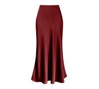 Daily Women's High-Waisted Fishtail Skirt Elegant Satin Skirts Slim Fit Elastic Waist Solid Color Casual Skirt for Spring Summer Autumn Office Party Daily Wear Black XL