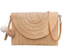 Dailyacc Straw Shoulder Bag For Women Woven Purse Summer Beach Envelope Clutch Straws Wallet, A - Khaki, 11”*8.7“*0.9”