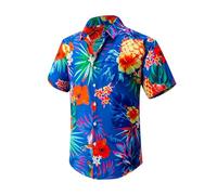 DailyAiYoYou Men’s Hawaiian Shirt TropicalFloral Print Casual Short Sleeve Button Down Aloha Caribbean Shirt for Summer Beach, Vocation or Party Size in S-4XL