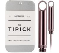 DAILYCARRYCO. TiPick Titanium Toothpick Holder - Portable Metal Travel Toothpick - Reusable EDC Micro Toothpick - Compact & Convenient - Carry On-The-Go - Titanium Construction, Merlot