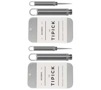 DAILYCARRYCO. TiPick - World's Smallest Titanium Toothpick | EDC Keychain Tool | Outdoor Concealable Micro Toothpick with Protective Case Holder (2 Pack)