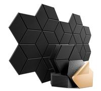 Dailycooper 12 Pack Self-adhesive Acoustic Panels 12" X 10" X 0.4" - Sound Proof Foam Panels for walls with High Density, Y-Lined Design, Flame Resistant, Absorb Noise and Eliminate Echoes(Black)