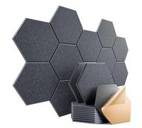Dailycooper 12 Pack Self-adhesive Acoustic Panels 12" X 10" X 0.4" - Sound Proof Foam Panels with High Density, Stylish Hexagonal Design, Flame Resistant, Absorb Noise and Eliminate Echoes(Dark Gray)