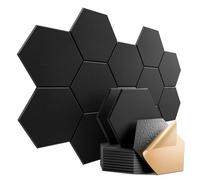 Dailycooper 12 Pack Self-adhesive Acoustic Panels 12" X 10" X 0.4" - Sound Proof Foam Panels with High Density, Stylish Hexagonal Design, Flame Resistant, Absorb Noise and Eliminate Echoes(Black)