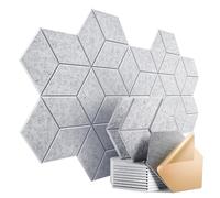 Dailycooper 12 Pack Self-adhesive Acoustic Panels 12" X 10" X 0.4" - Sound Proof Foam Panels with High Density,Stylish Y-Lined Design, Flame Resistant, Absorb Noise and Eliminate Echoes(Gray)