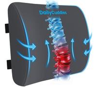DailyCuddles Lumbar Support Pillow for Office Chair Back Support - Memory Foam Lumbar Pillow for Car or Gaming Chair, Ergonomic Back Cushion with Adjustable Strap for Long-Hour Sitting (Grey,X-Large)