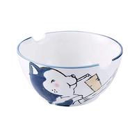 Dailydanny Japanese Ceramic Ramen Bowl Cute Dog Ramen Bowl with Chopsticks (Husky)