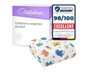 Dailydream Children's Weighted Blanket | 90x120 | 2.5 kg | Elephant Design | Made from 100% Cotton | Filled with Glass Beads | Heavy Blanket for Sleeping | Weighted Blanket | Therapy Blanket