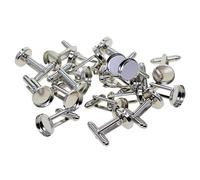 dailymall 20Pcs Blank 12mm Round Bezel Glue Base Cup Cuff Links DIY Cufflink - White K