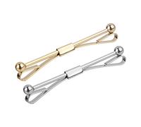 dailymall 2Pcs Mens Neck Tie Shirt Pin Tie Bar Silver Gold Collar Clip Clasp Gifts