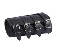 dailymall Faux Leather Gauntlet Wristband Bracer Arm Armor Cuff Buckled Punk Gothic Medieval Costume Vambrace for Women Men - Black, as described