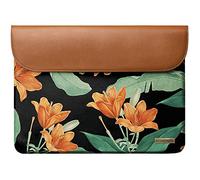 DailyObjects Printed Envelope Sleeve for MacBook 12" | Midnight Hibiscus Synthetic Leather for Laptops with Soft Polycotton Lining Inside | Button Flap Closure