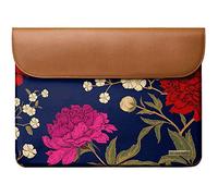DailyObjects Printed Sleeve for MacBook Air 11" | Midnight Chrysanthemums PU Leather Laptop Sleeve with Soft Polycotton Lining | Flip Closure & Magnetic Button