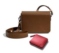 DailyObjects Sol Box Sling Crossbody Bag For Women and Stylish Latest Zip Wallet Purse for Women's & Girls | Durable Vegan Leather | Mobile Sling Bag | Magnetic Closure | Made in India | Combo, Walnut