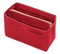 DailyPlus Handbag Organizer with Zipper Felt Handbag Organizer Handbag Organizer in Bag with Keychain for Tote Handbag Red Small