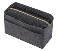 DailyPlus Purse Organizer Insert with Zipper Felt Bag Organizer for Tote Purse Bag Grey X-Large
