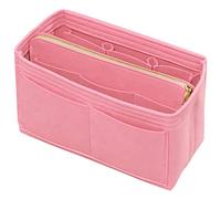 DailyPlus Purse Organizer Insert with Zipper Felt Bag Organizer for Tote Purse Bag Pink Medium