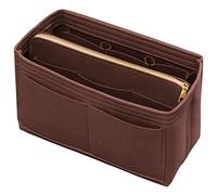 Purse Organizer Insert with Zipper Felt Bag Organizer Handbag Organizer Insert Bag In Bag Organizer with Key Chain for Tote Fits LV Speedy Neverfull Longchamp Rose XLarge (X-Large, Brown)