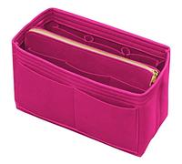 DailyPlus Purse Organizer Insert Zipper Felt Bag Organizer Handbag Organizer with Keychain for LV Speedy Neverfull Longchamp (XL, Rose)
