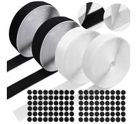 DailyTreasures 2 Set Hook and Loop Tape, 8Meter*20mm velcro tape self adhesive with 54Pairs Dots Stickers, Heavy Duty & Water Resistant Fastening Velcro Tape for Home Office DIY Crafts(Black & White)