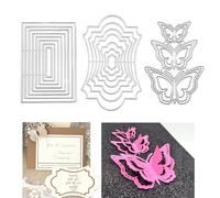DailyTreasures 3 Sets Cutting Dies Stencil, 18Pcs Metal Template Moulds Multi-Shape DIY Craft Embossing Tools for Album Scrapbooking Art & Mother's Day Card Making(Butterfly/Rectangle/Polygon Frame)