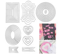 DailyTreasures 7 Sets Cutting Dies Stencil, 41Pcs Metal Template Moulds Multi-Shape DIY Craft Embossing Tools for Album Scrapbooking Art & Mother's Day Card Making(Heart/Rectangle/Flower/Flag/Oval)