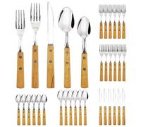 DailyTreasures Wooden Handle Cutlery Set,30 Pcs Stainless Steel Flatware Set for 6 People,Knives Forks Spoons Set, Premium Rosewood Handle Tableware, Silverware Set for Home, Kitchen, Patry