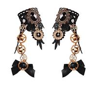 Daimay Bronzing Fingerless Gloves Gothic Floral Lace Steampunk Wristband Ring Vintage Beaded Gloves Bridal Bracelet Ring Set - 1 Pair - Butterfly Knot