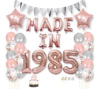 Daimay Happy 40 Birthday Balloon Banner Decorations Rose Gold MADE IN 1985 Aluminum Foil Letters Balloons Latex Confetti Balloons Triangle Flag Party Supplies Cake Topper for Men Women Photo Props