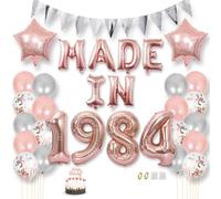 Daimay Happy 41 Birthday Balloon Banner Decorations Rose Gold MADE IN 1984 Aluminum Foil Letters Balloons Latex Confetti Balloons Triangle Flag Party Supplies Cake Topper for Men Women Photo Props