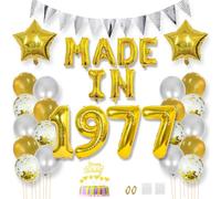 Daimay Happy 48 Birthday Balloon Banner Decorations Gold MADE IN 1977 Aluminum Foil Letters Balloons Latex Confetti Balloons Triangle Flag Party Supplies Cake Topper for Men Women Photo Props