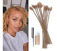 DaiMer 12 Inch Dreadlock Extensions Human Hair 0.6cm Loc Extensions Real Human Hair for Men/Women/Kids 10 Strands Full Handmade Permanent Dreads Extensions Extension 30 Color Will not Fade