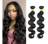 DaiMer 12A Brazilian Body Wave Bundles 20 22 Inch Human Hair Bundles 100% Unprocessed Virgin Hair Body Wave 2 Bundles Human Hair Weave Bundles Natural Color for Black Women