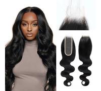 DaiMer 2x6 Human Hair Closure Transparent Lace 2x6 Body Wave Lace Closure Free Part Brazilian Human Hair Extension Closure Pre Plucked With Baby Hair (10 Inch, 2x6 Closure)