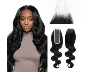 DaiMer 2x6 Human Hair Closure Transparent Lace 2x6 Body Wave Lace Closure Free Part Brazilian Human Hair Extension Closure Pre Plucked With Baby Hair (10 Inch, 2x6 Closure)