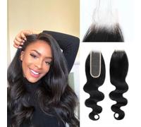 DaiMer 2x6 Lace Closure Body Wave Transparent Lace Closure 100% Brazilian Virgin Human Hair Extensions for Black Women with Pre Plucked Baby Hair Free Part Natural Color 12 Inch