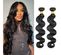 DaiMer Body Wave Bundles Human Hair 18 20 Inch 100% Unprocessed 12A Brazilian Virgin Hair 2 Bundles Human Hair Body Wave Hair Extensions for Black Women Natural Color