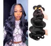 DaiMer Body Wave Human Hair 3 Bundles Double Weft 10A Grade Brazilian Hair Bundles Natural Color (14 16 18 Inch, 3 Bundles)