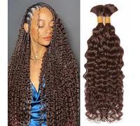 DaiMer Human Braiding Hair 2 Bundles 100 g Water Wave Bulk Human Hair for Braiding Water Wave Braid Human Hair Bulk Virgin Hair for Boho Braids Wet and Wavy Natural Colour 20 Inch 100 g (1 Pack of 2)