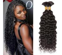 DaiMer Human Braiding Hair 2 Bundles 100 g Water Wave Bulk Human Hair for Braiding Water Wave Braid Human Hair Bulk Virgin Hair for Boho Braids Wet and Wavy Natural Colour 20 Inch 100 g (1 Pack of 2)