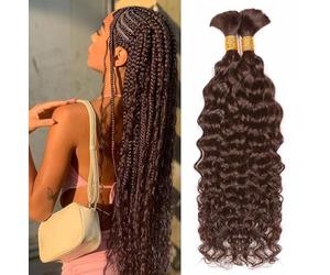 DaiMer Human Braiding Hair 2 Bundles 100 g Water Wave Bulk Human Hair for Braiding Water Wave Braid Human Hair Bulk Virgin Hair for Boho Braids Wet and Wavy Natural Colour 20 Inch 100 g (1 Pack of 2)