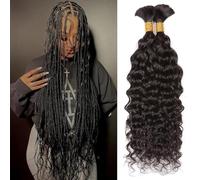 DaiMer Human Braiding Hair 2 Bundles/Pack 100g 26 Inch Water Wave Bulk Human Hair for Braiding No Weft 10A Brazilian Virgin Human Hair Extensions for Boho Braids Natural Color Wet and Wavy