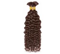 DaiMer Water Wave Bulk Human Hair for Boho Braids Human Braiding Hair No Weft Brazilian Water Wave Bulk DaiMer Brown Human Hair Extension for Boho Braids 4#, 24inch 2 Bundles 100g (1Pack-2PCS)