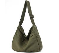 DAINAOTM Canvas Hobo Crossbody Shoulder Tote Bag for Women and Men Large Purse Messenger Bag Travel Work Shopping, 0-cs Army Green, L, Canvas Tote Bag Large Hobo Crossbody Shoulder Bags for Women and